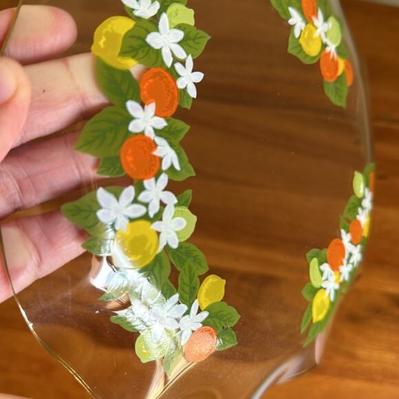 Vintage MCM lemon lime and orange citrus print plate gold edge - Picture 4 of 5